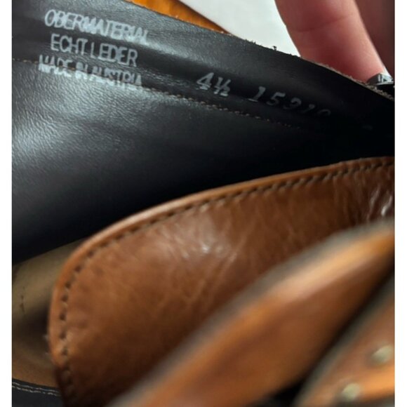 Paul Green Ankle Boots Womens US 7  Soho Studded Leather Moto Brown Boho Biker - Picture 6 of 7